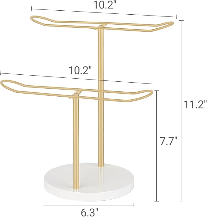 Dahey Headband Holder Metal Headband Organizer Hair Hoop Display Stand Hair Accessories Organizer Storage Hair Ropes Bracelets Bangles for Women and Girls, Gold
