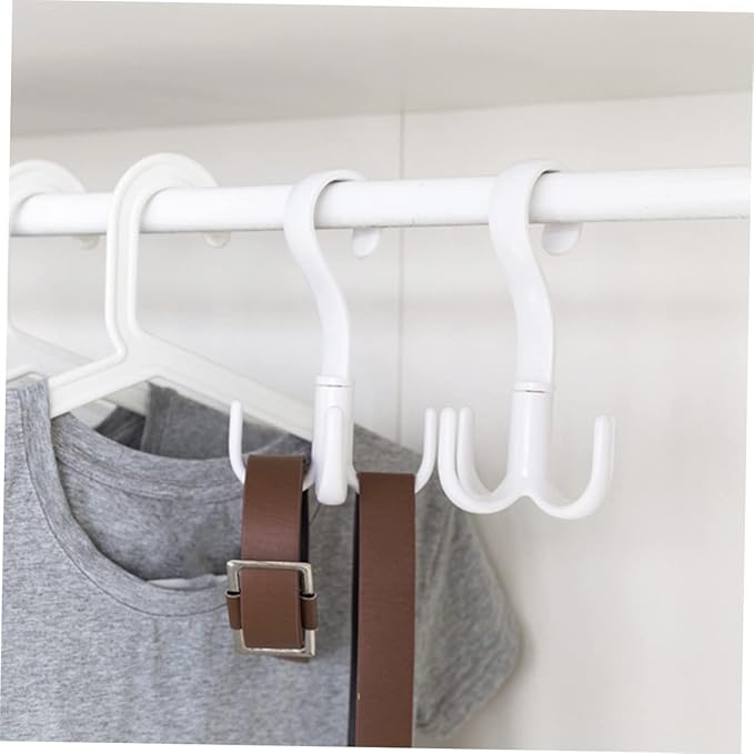 Amosfun 9pcs Rotating Multifunctional Hooks for Scarves Ties and Accessories Organizer Space-Saving Closet Hanger White