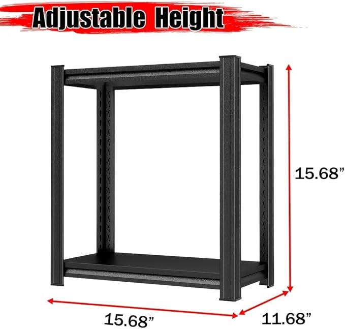 72"H/60"H: Father & I 5-tier storage rack, metal + wood, suitable for garage/kitchen/pantry, steel multi-functional support, adjustable, heavy-duty garage rack, black. (15.68*15.68*11.68)