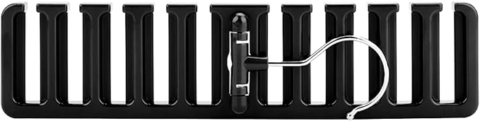 10 Slot Tie Belt Scarf Rack Organizer Sturdy Plastic Closet Wardrobe Space Saver Multifunctional Rotating Hanger for Ties Belts Scarves Accessories Black Brown Beige 30.5 x 7.3 x (Black)