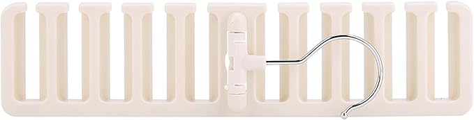 10 Slot Tie Belt Scarf Rack Organizer Sturdy Plastic Closet Wardrobe Space Saver Multifunctional Rotating Hanger for Ties Belts Scarves Accessories Black Brown Beige 30.5 x 7.3 x (Beige)