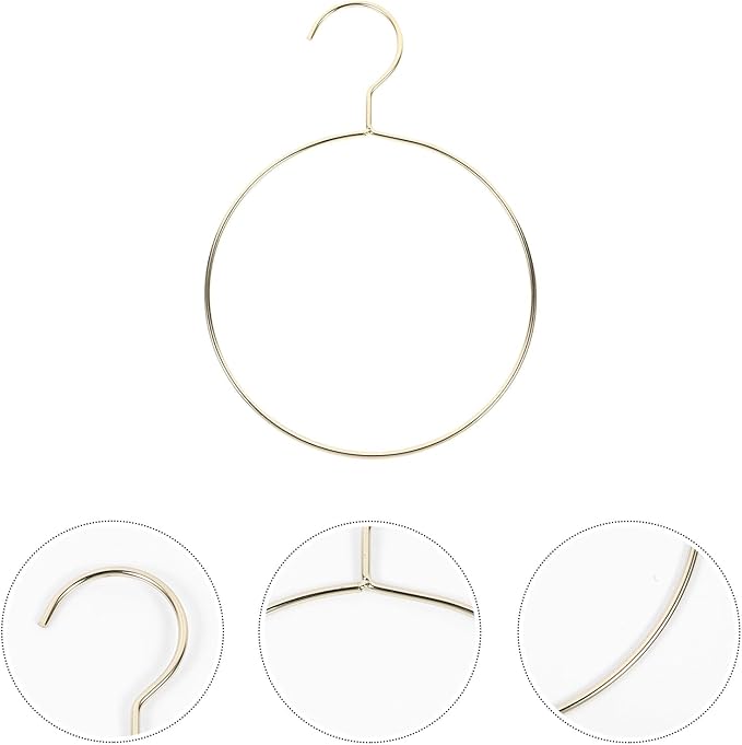 PRETYZOOM Stainless Steel Belt and Scarf Ring Hanger, Metal Wardrobe Organizer with Circle Tie Rack for Home Closet Storage, Gold Color Accessory Organizer for Scarves and Belts
