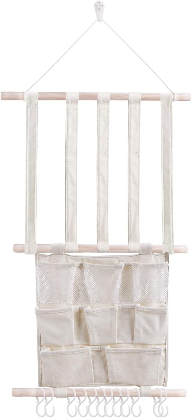 cherrboll Hair Bows Holder Headband Organizer for Girls, Hair Clips Hanger Storage with Hooks, Wall Hanging Decor for Nursery Room