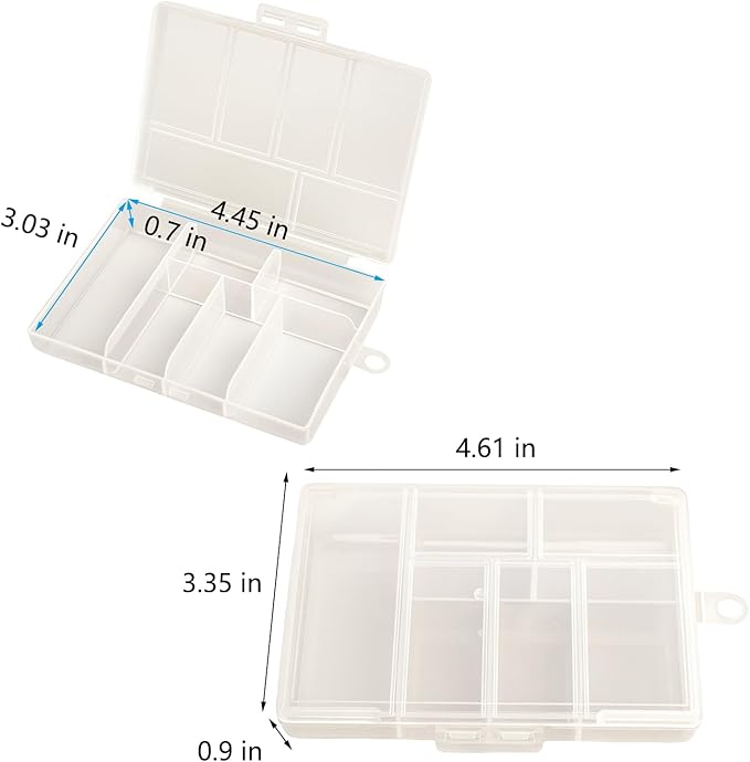 Small Bead Organizer Mini Box Plastic Divided Storage Container with 6 Compartments Craft Jewelry Boxes with Divider Travel Item Containers and Compartment Box for Beads and Accessories