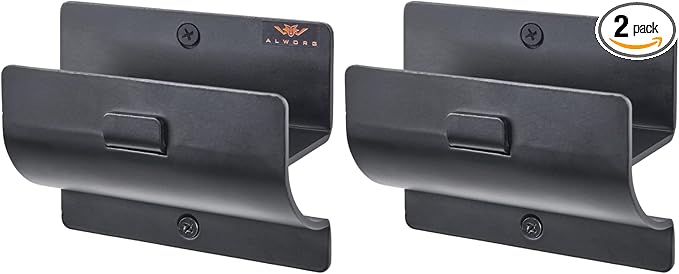 Ladder Hanger set of 2 For Garage Wall - Black Heavy Duty Utility Hook For Wall Mount Ladder Storage. Versatile Tool Holder To Maximize Space In Shed, Workshop, Garden, Hang Wheelbarrow, Folding Chair