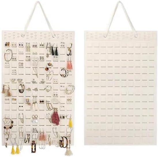 Hanging Earrings Organizer & Holder 20 Hooks, Holds Up To 300 Pairs, Compact Design, Soft Material, Earring Hanger & Display for Women & Girls,1 Pack (White, 22.5 * 13.6 inches)