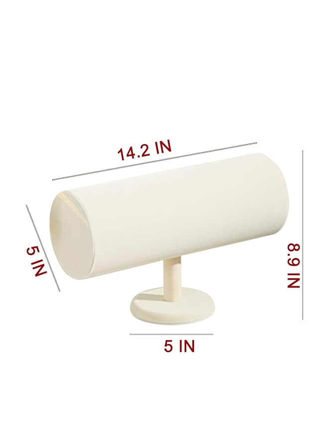 T-Bar Headband Holder Organizer, Soft Velvet Hairband Stand Display, Detachable Hair Hoop Accessories Storage for Home Bedroom or Store Shop Selling (Beige Color)