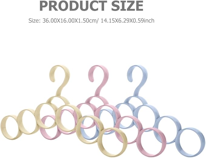 Luxshiny Multi-Function Wardrobe Coat Hanger and Tie Accessory Organizer, 6-Ring Closet Storage Rack for Scarves Belts, Household Convenient Clothes Hanger, 3pcs Set, Random Random Color