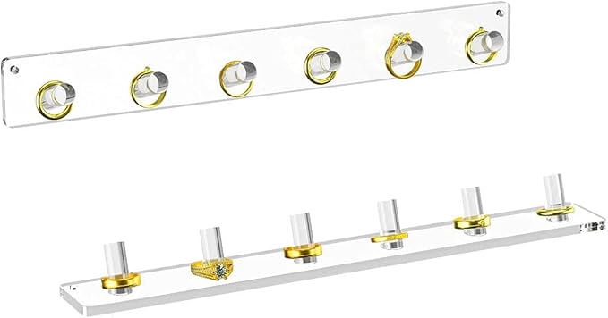 NIUBEE Wall Mounted Necklace Hanger, 4 Pack Acrylic Jewelry Stand Organizer, Bracelets Rings Bangles Display Rack,Best Gift for Girl Women