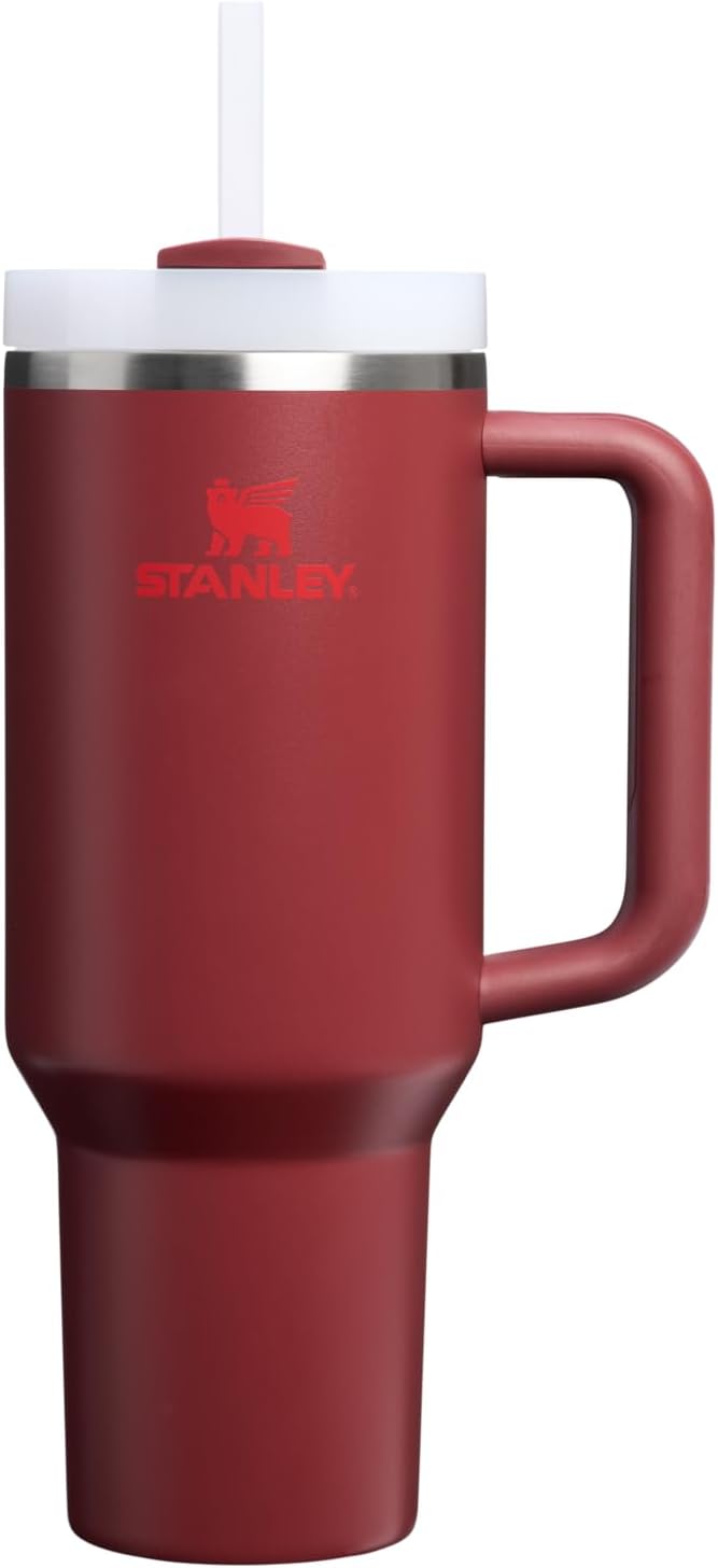 STANLEY Quencher H2.0 Tumbler with Handle and Straw 40 oz | Flowstate 3-Position Lid | Cup Holder Compatible for Travel | Insulated Stainless Steel Cup | BPA-Free | Cranberry