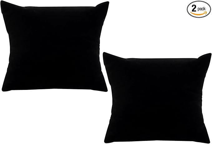 Novel Box 2 Pack Black Velvet Jewelry Display Watch Pillow 3x3 Inches - Bracelet Pillows for Easy Care & Soft Protection - Watch Cushion for Birthday, Valentine’s Day & Wedding Gift Displays