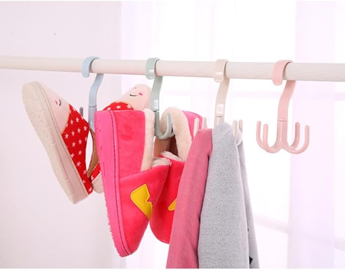 Multifunctional 360 Rotatable Hooks Wardrobe Storage Hangers for Ties Scarves Accessories Home Drying Rack Organizer 4-Pack 5.11X2.95X2.95In