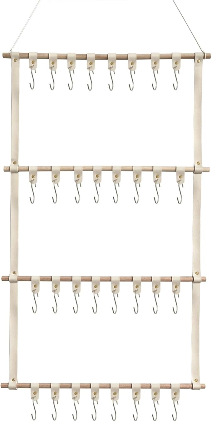 Headband Holder Wall Hanging Hair Accessories Organizer Hair Bows Clip Organizer Rack Necklace Display Hanger Beige