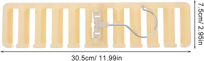 2pcs Belt and Tie Organizer Rack, Plastic Hanging Belt Storage Rack with Multiple Hooks, Wardrobe Accessory Organizer for Scarves, Hats, Purses, and Closet Space Saving, Beige