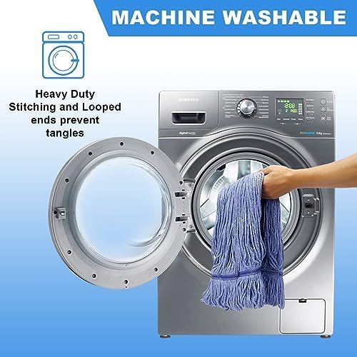 6 Pack Heavy Mop Replace Head，mop Head Replacement,Commercial mop Heads,Reusable Mop Head Refills-Replacement Mop Heads SuitableWet Industrial Blue Cotton Looped End String Head Refill (Blue)