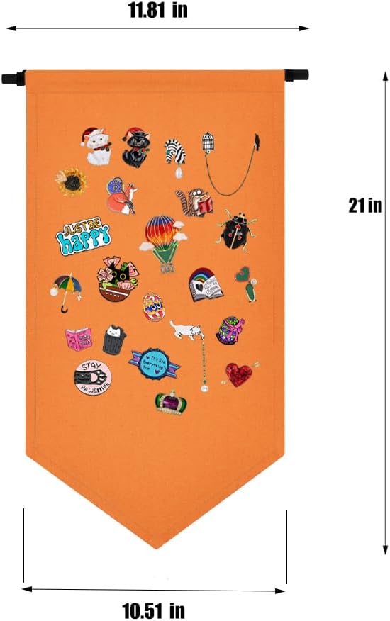 Wall Hanging Brooch Storage Case Canvas Display Stand Enamel Pin Display Banner Holder Earrings Necklace Glitter Pin Collection Organizer (Orange)