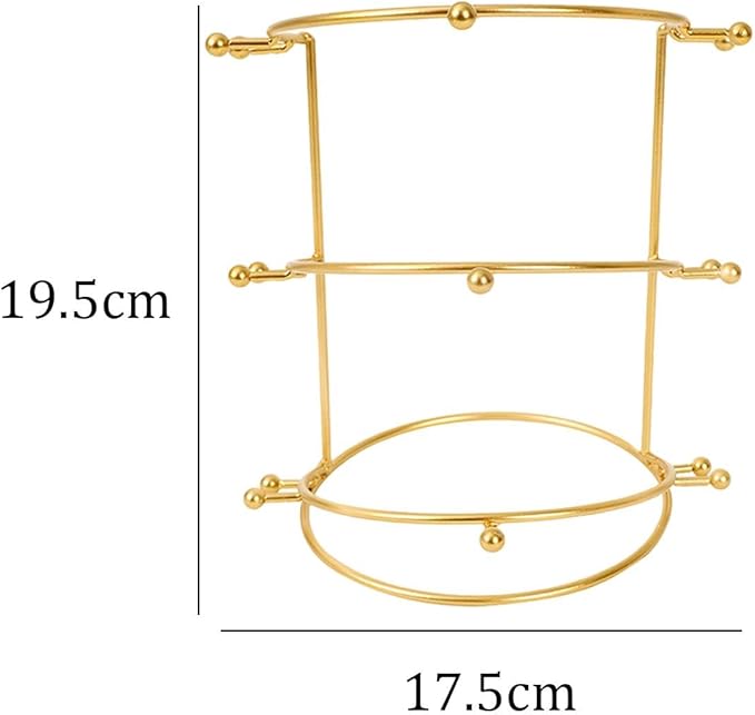 Wedding Tiara Holder, Tiara Display Stand, Metal Headband Organizer, Bridal Headband Display for Women Show, Gold 3 Tier