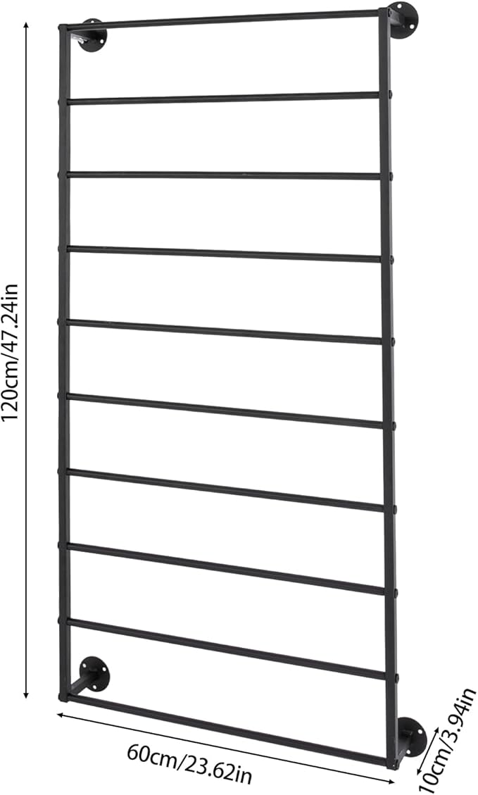 Wall Mounted Scarf Rack, 10-Layer Wrapping Paper Ribbon Organizer Scarves Tie & Scarf Rack Belts Towel Holder Necktie Hijab Display shelving Metal Racks for Flower Shop Retail Store home 23"×47"