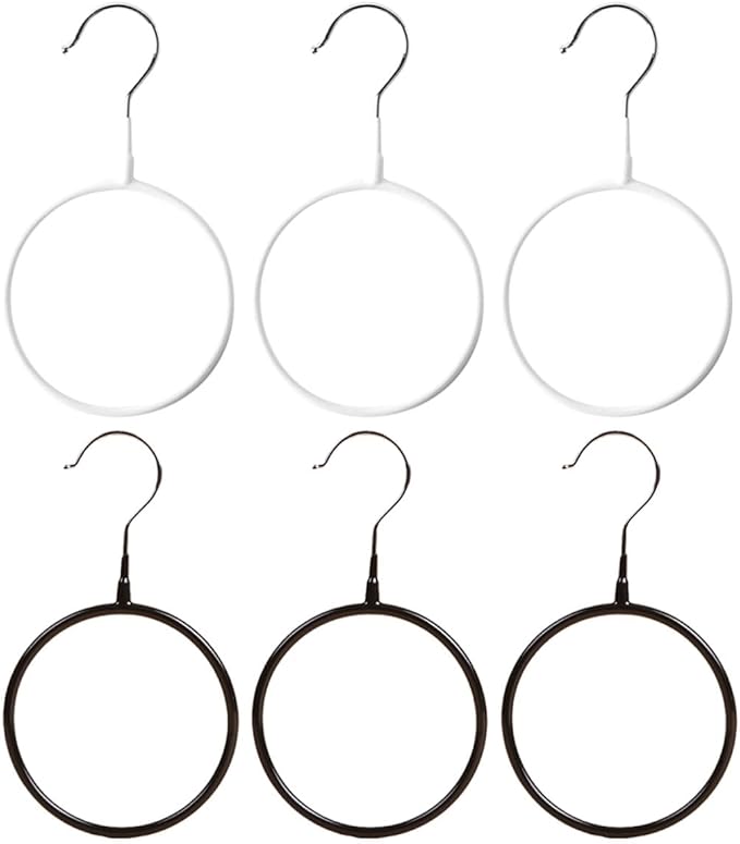 BESPORTBLE Metal Scarf Holder Rings 6pcs Plastic-Coated Metal Storage Hooks for Closet Organization Necktie and Scarf Rack Wardrobe Accessory Organizer for Home Use