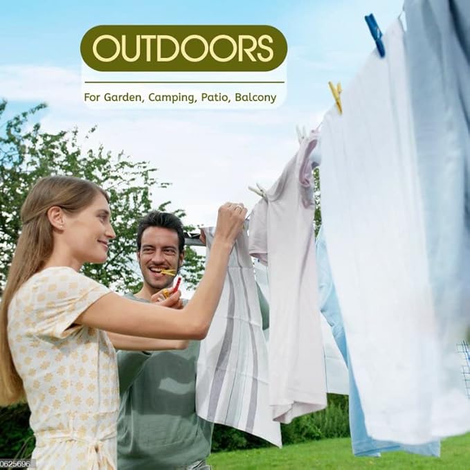 Retractable Clothesline Indoor Outdoor Heavy Duty 40 Feet - PVC Clothes Line Retracting - Clothesline with Wall Mount - Retractable Laundry Line for Drying Clothes with 12 ClothesPins