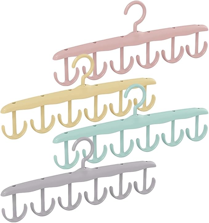 TOYANDONA 4pcs Rotatable 12-Hook Belt and Tie Hangers Multi-Functional Accessory Organizer Heavy Duty Closet Rack for Men and Women Clothes Storage