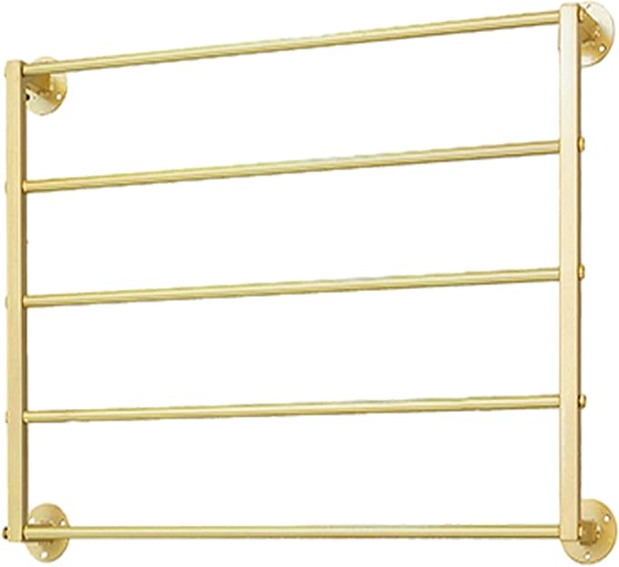 Wall Mounted Scarf Rack, Gold Silk Scarves Hijab Hanger Organizer Metal Racks Wrapping Tissue Paper Ribbon Holder Towels Storage Display for Flower Shop Retail Store (Gold, 5T-27.6×23.6IN)