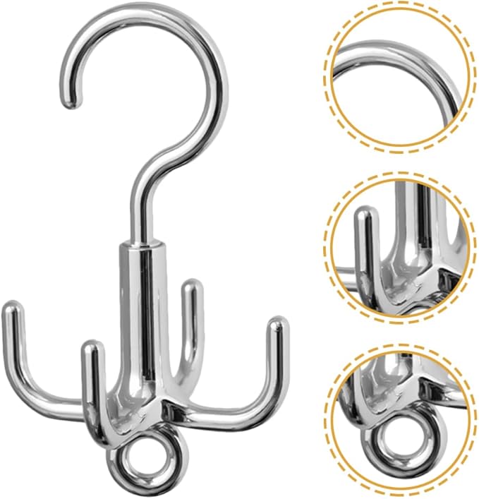 Zerodeko 4-Claw Rotating Hook for Closet - Multi-Purpose Swivel Coat Hat Belt Rack Organizer for Hanging Bags Ties Scarves Space Saving Home Storage
