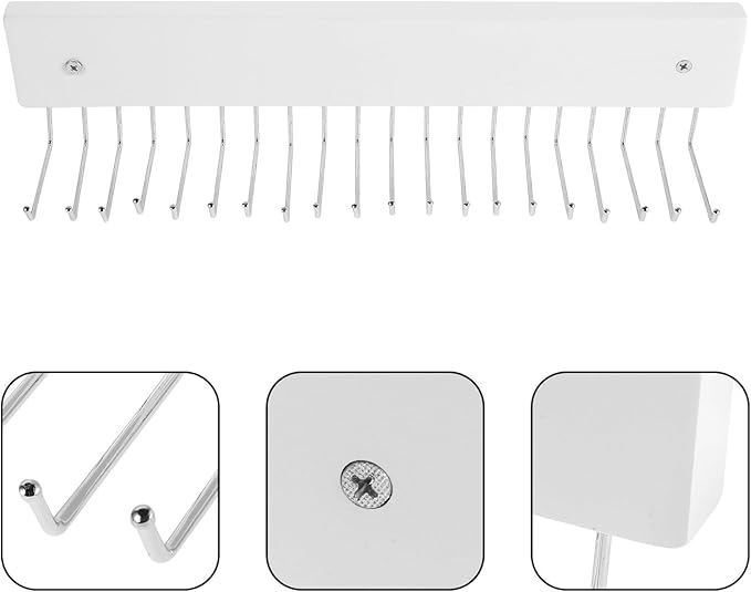 TOYANDONA Wall-Mounted Rotating Strap and Tie Rack Organizer, Beech Material Strap Storage Hanger with Hooks for Closet and Entryway, Space-Saving Accessory Organizer for Men and Women