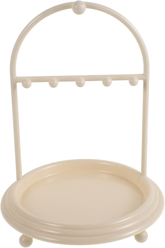 SAFIGLE Jewelry Storage Hanger Keeper Small Jewelry Stand Earrings Organizer Necklace Display Bracelet Hanging Ring Display Holders Hair Accessories for Necklace Standing Abs Beige