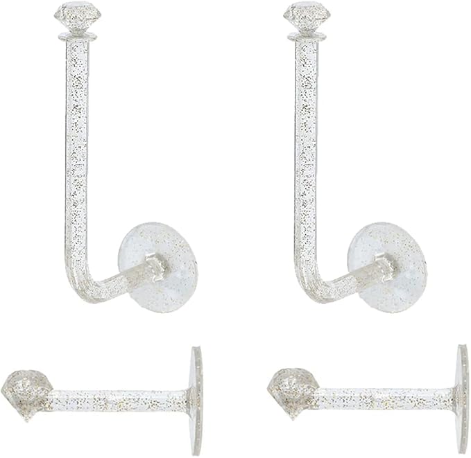 Transparent Gold Powder Adhesive Scrunchies Holder Organizer, 2 Pcs, Hair Accessories Organizer, Wall Hooks, Headband Hairband Hair Ties Holder for Women Girls