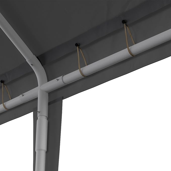 10x20 Carport Replacement Canopy Cover for Tent Top Garage Shelter Cover with Ball Bungees, 800D Oxford Replacement Cover Waterproof & UV Protection, Not Included Frame (Dark Gary)