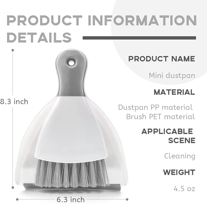 Small Dust Pan and Brush Broom - Dust Pan and Brush Set, Small Dustpan and Brush Set, Hand Broom and Dustpan Set is Daily Clean Tool for Family. （Gray 3 Set）