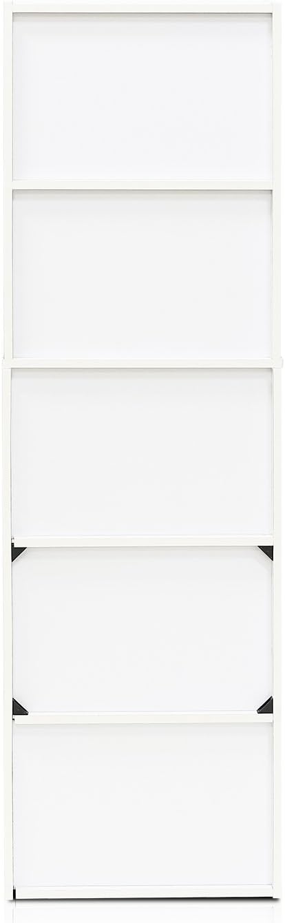 Furinno LUDER Book Shelf, 5-Cube Bookshelf, Bookcase with Open Shelf, 9.4 x 15.8 x 52, for Living Room, Bedroom, Home Office, White
