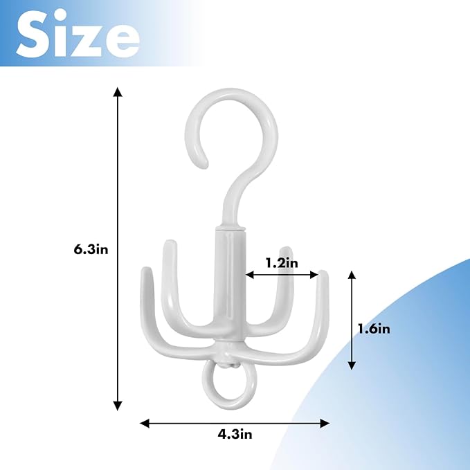 4Pcs Belt Hanger, Tie Hanger, Belt Organizer for Closet, 360°Rotating Portable, Space Saving Closet Organizers, Storage for Bra, Tank Top, Scarf, Purse,Kitchenware, Bath Products (Gray)
