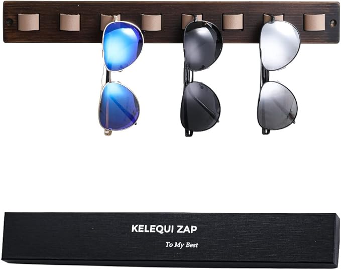 Gifts for Men Sunglass Organizer Wall Mounted Sunglasses Rack Wood Sun Glasses Holder for Multiple Glasses Hanger Storage Unique Birthday Gifts for Husband Dad