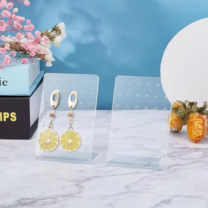 2Pcs 72-Slot Acrylic Earring Organizer - Jewelry Display Stand for Ear Studs and Hoops, Compact Jewelry Storage and Showcase for Home/Boutique Use