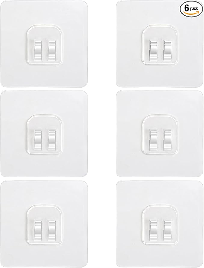 6 Pack Shower Caddy Adhesive Replacement, Extra Thick Bath Toy Storage Replacements, Waterproof Adhesive Hooks Strips for Kitchen Racks, Bathroom Storage, Shower Basket & Soap Holder