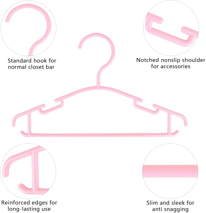 GoodtoU Pink Baby Hangers, 60 Pack Kids Clothes Hangers for Small Childrens Girl Infant Child Baby Clothes Hangers for Closet