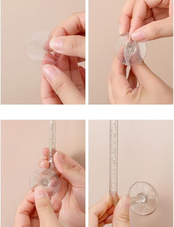 4PCS Adhesive Scrunches Stand Holder Clear Glitter Wall Mounted Hooks Bracelet Necklace Jewelry Display Stand Hair Ties Holder Headband Holder Rack DIY Hair Accessories Organizer