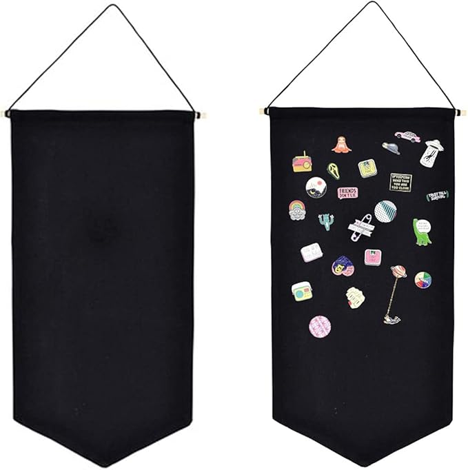 2pcs Cotton Canvas Wall-Mounted Brooch,Wall Hanging Jewelry Display Storage Set for Pin and Brooch Collections(A)