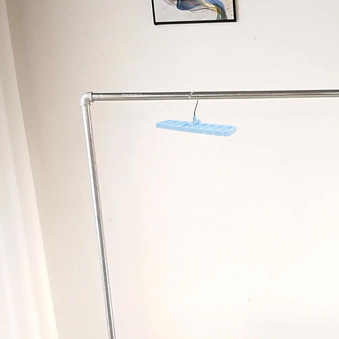 Belt Rack for Closet with Tie and Scarf Organizer, Sky Blue Small Multifunctional Belt Hanger for Purse and Bra Storage, Space-Saving Accessory Organizer for Wardrobe