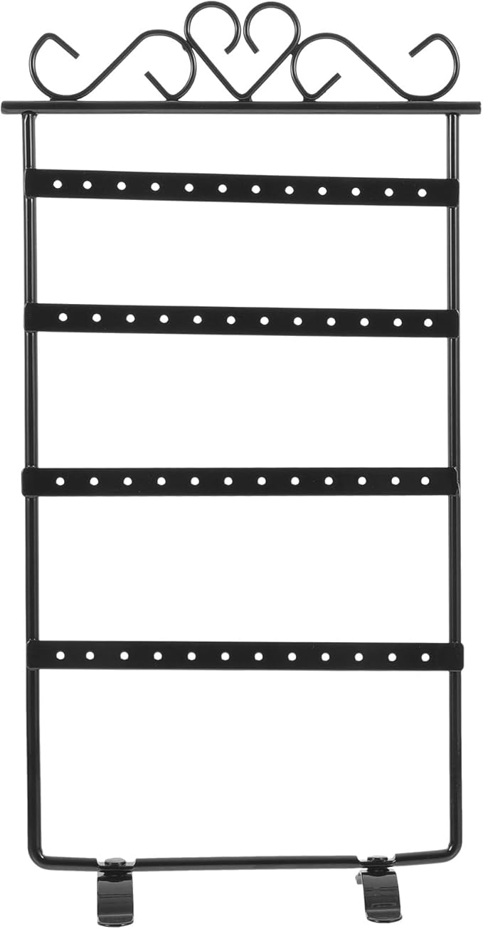 Metal 48-hole Earring Display Rack Jewelry Storage Organizer Black Iron Art Holder for Earrings and Studs Bedroom Accessory Organizer