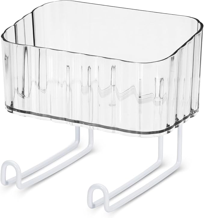 Wall Mount Headband Holder Hair Accessories Organizer, Self Adhesive Scrunchie Holder with Clear Acrylic Caddy for Bows, Ties, Clips, Pins, Claw Clip,Clear