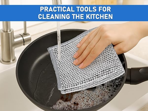 Non-Scratch Steel Wool Dishcloth - 50PC Set, Multi-Use Kitchen Scrubbers, Durable Cleaning Pads for Wet & Dry Use Grey (50pcs)