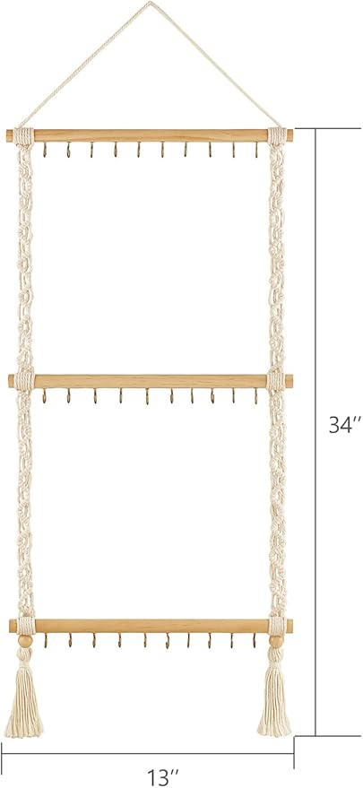 Dahey Hanging Jewelry Organizer and Claw Clip Organizer Hair Accessories Organizer Bedroom Bathroom College Dorm Room Decor for Women and Girls