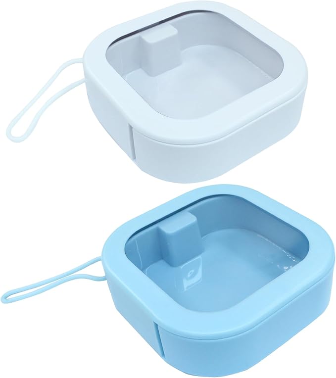 Zorfeter 2 Pack Portable Hair Tie Organizer, Small Hair Accessories Holder Clip Jewelry Organizer, Stackable Storage Box for Travel/Girls Women(Blue and White)