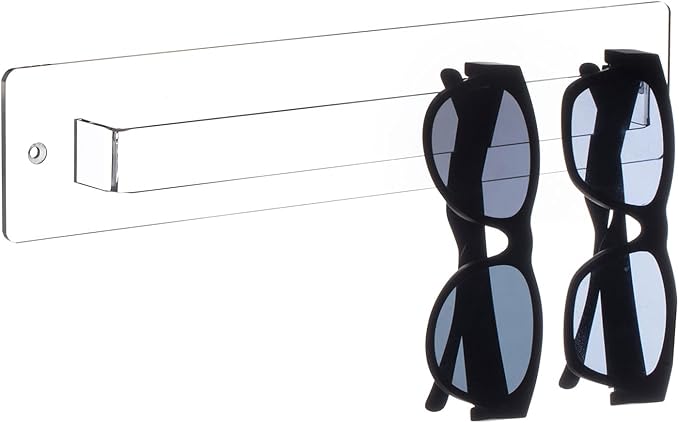 MyGift 13 Inch Premium Clear Acrylic Sunglasses Holder Wall Mounted Organizer Rack, Decorative Entryway Hanging Eyewear Display for Shades Reading Glasses Jewelry