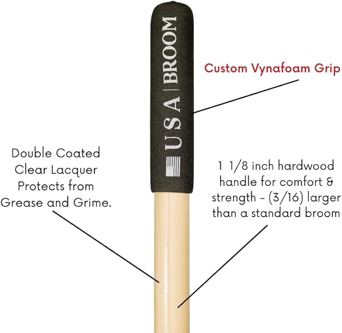 1-Pack - 24" Heavy Duty Outdoor Push Broom with 60" Handle. Ideal for Asphalt, Concrete & Heavy Debris. Durable American Made Steel Brackets-Stainless Steel Hardware. No Plastic. 100% USA Made
