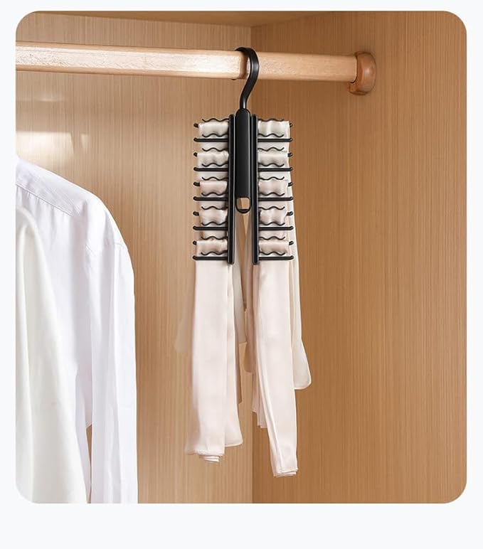 20-Hook Tie and Belt Organizer Rack – Rotating Closet Hanger for Ties, Belts, Scarves – Space-Saving Multi-Functional Closet Storage Rack for Home Use