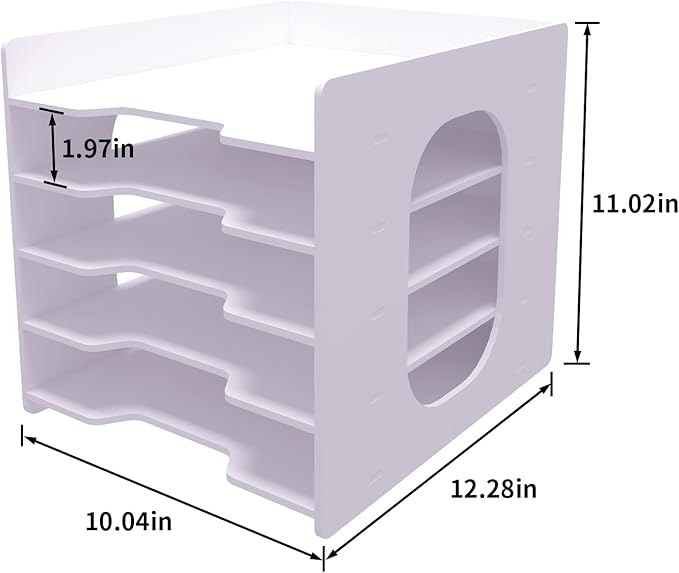 Natwind 5 Tier 10”x12” Scrapbook Paper Organizer For Desk,White File Organizer,Office Desk Organizers,Stackable Letter Tray,Paper Sorter,Document Storage Rack for Home Office School Classroom